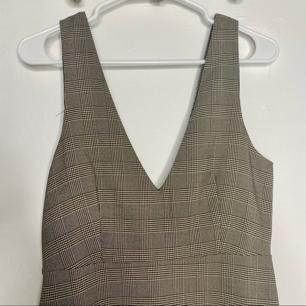 Everly Glen Check Brown/ Tan Plaid Dress Sleeveles - Picture 2 of 5